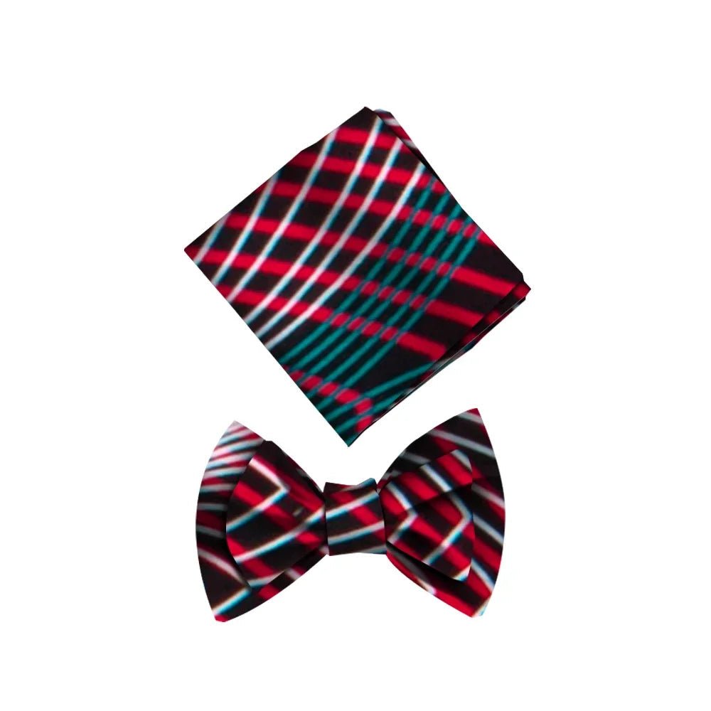 Men’s African Print Cotton Bow Tie and Kerchief – Bohemian Style Gift Set - Free Delivery Worldwide only at Flexi Africa