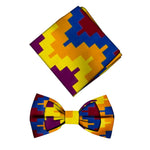 Men’s African Print Cotton Bow Tie and Kerchief – Bohemian Style Gift Set - Free Delivery Worldwide only at Flexi Africa
