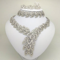 Nigerian Elegance: Silver Plated African Beads Jewelry Set for Women - Perfect for Weddings and Special Occasions