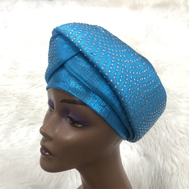 Nigerian Gele Headtie Auto Gele Turban Cap Brocade Fabric Organic Party Wedding- Flexi Africa offers Free Delivery Worldwide