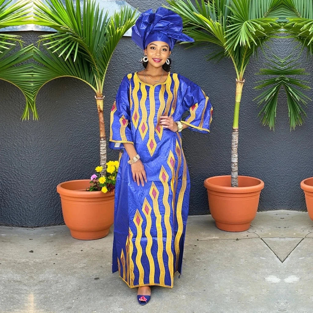 Plus Size African Embroidered Abaya for Women – Elegant Modest Party & Church Maxi Dress - Free Delivery Worldwide only at Flexi Africa