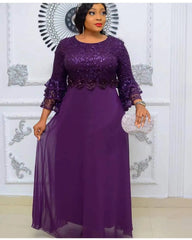 Buy Plus Size African Party Dresses for Women New Fashion Dashiki Lace Wedding Gowns Elegant Maxi Dress for only $40.01