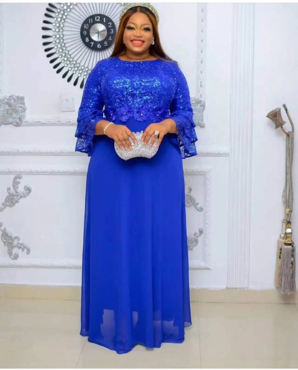 Buy Plus Size African Party Dresses for Women New Fashion Dashiki Lace Wedding Gowns Elegant Maxi Dress for only $40.01