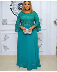 Buy Plus Size African Party Dresses for Women New Fashion Dashiki Lace Wedding Gowns Elegant Maxi Dress for only $40.01