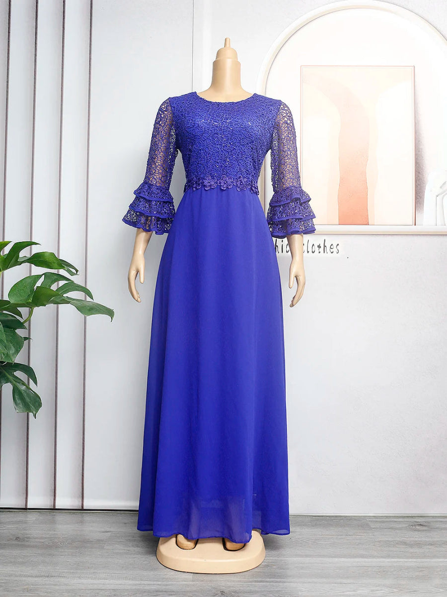 Buy Plus Size African Party Dresses for Women New Fashion Dashiki Lace Wedding Gowns Elegant Maxi Dress for only $40.01