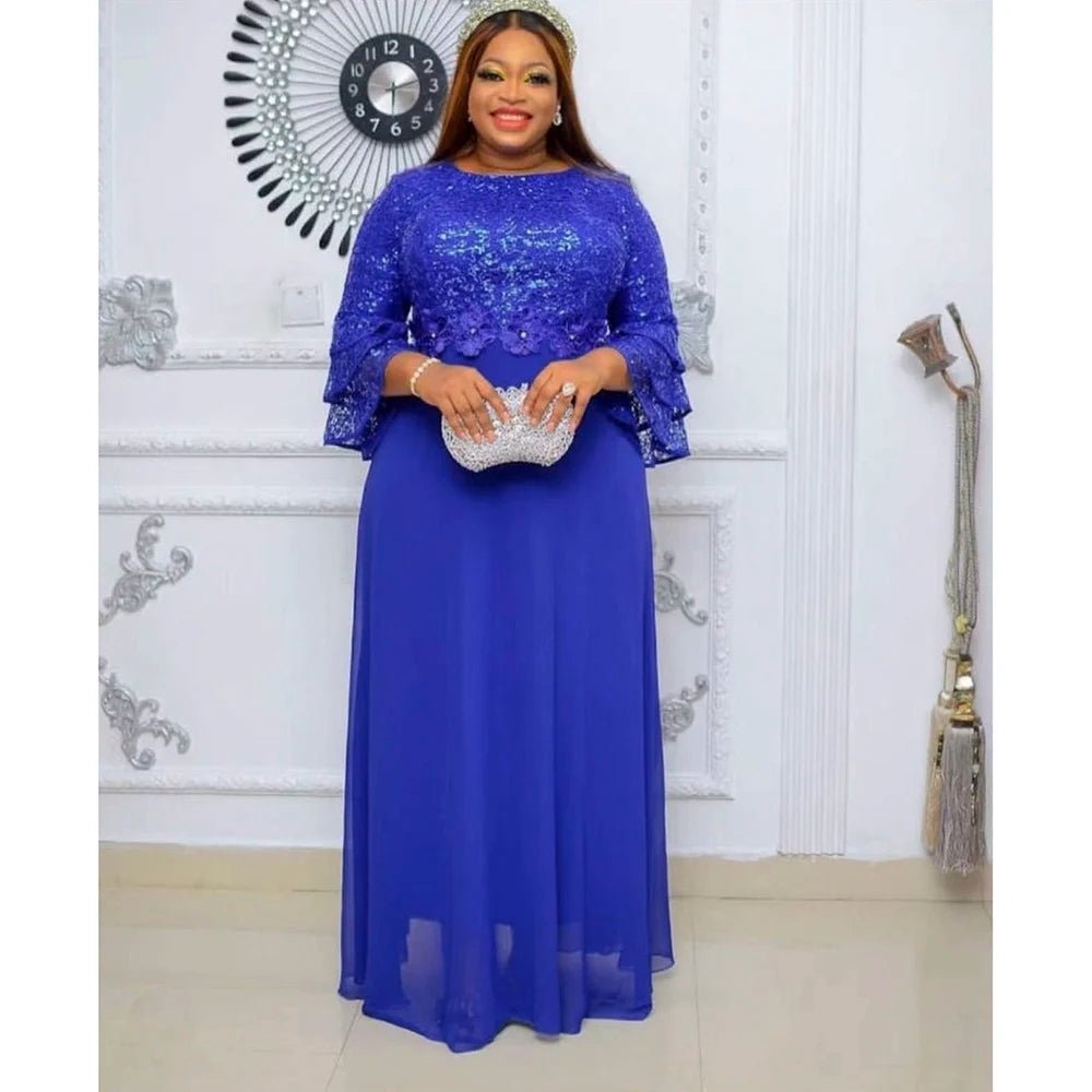 Buy Plus Size African Party Dresses for Women New Fashion Dashiki Lace Wedding Gowns Elegant Maxi Dress for only $40.01