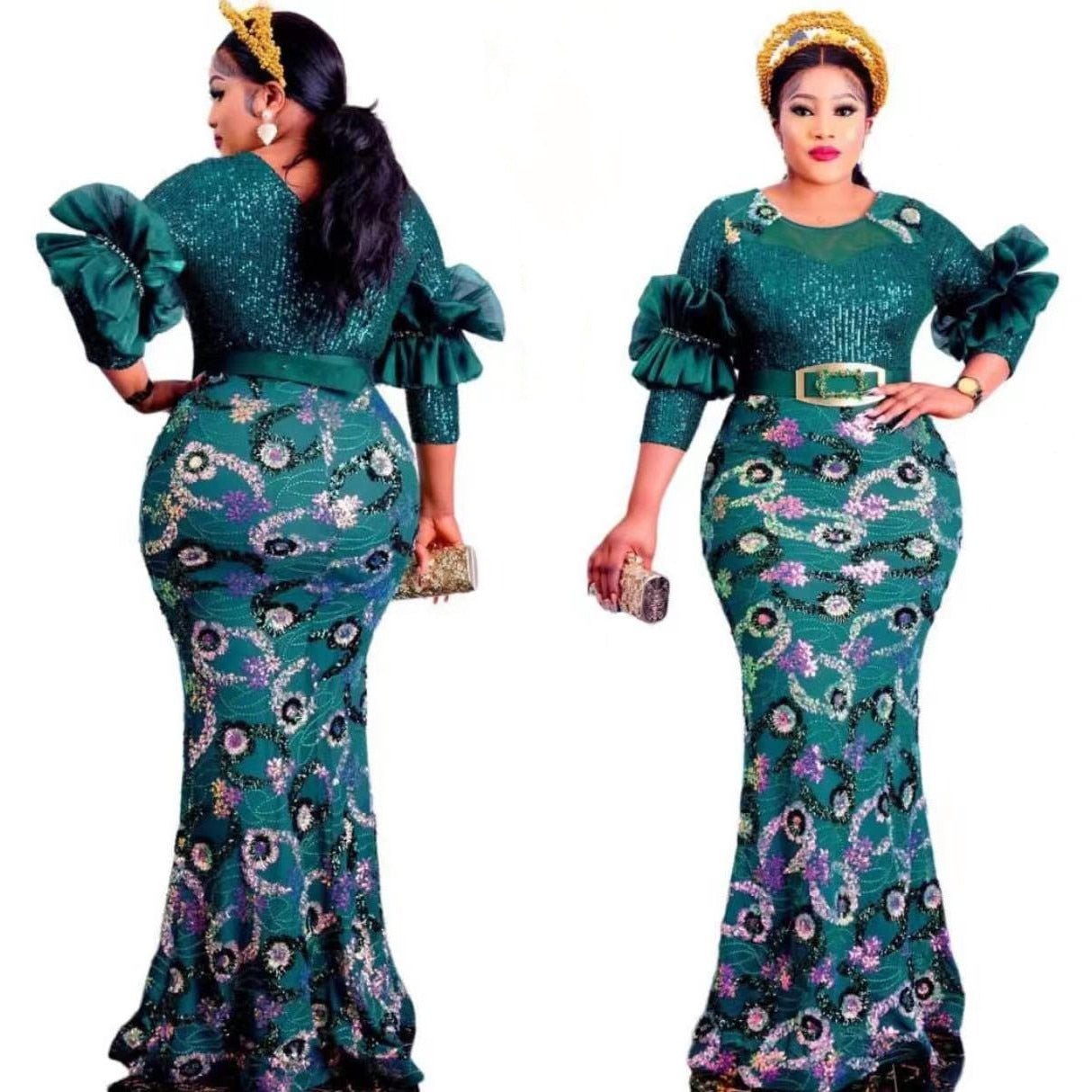 Plus Size African Party Long Dresses for Women New Dashiki Ankara Sequin Evening Gowns Outfits Robe Africa Clothing - Flexi Africa - Flexi Africa offers Free Delivery Worldwide - Vibrant African traditional clothing showcasing bold prints and intricate designs