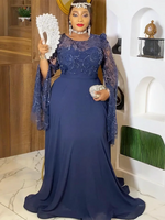 Plus Size African Sequin Evening Maxi Dress – Dashiki Long Sleeve Wedding Party Gown - Free Delivery Worldwide only at Flexi Africa