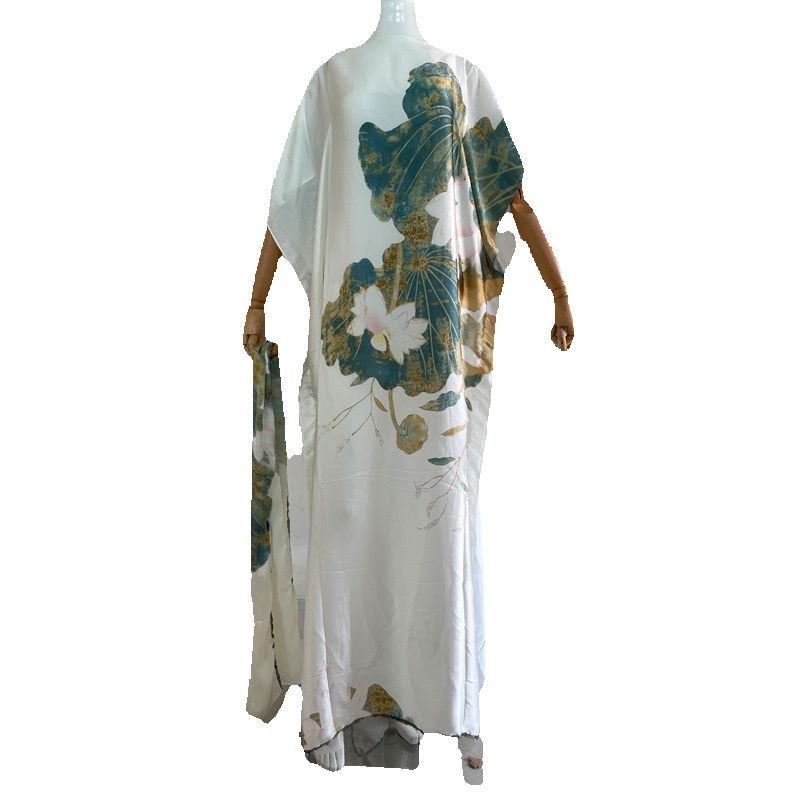 Plus-Size Dress Set with Elegant Floor-Length Gown and Matching Scarf - Flexi Africa - Free Delivery www.flexiafrica.com