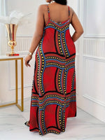 Plus Size Elegant Printed Maxi Dress with Straps & Pockets – Spring Summer Style - Free Delivery Worldwide only at Flexi Africa