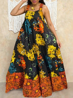 Plus Size Geometric Print Sleeveless Tunic Dress – Square Neck Loose Casual Spring & Fall Fashion - Free Delivery Worldwide only at Flexi Africa