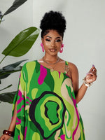 Plus Size Striped Maxi Dress for Women – Off - Shoulder Beach & Resort Style - Free Delivery Worldwide only at Flexi Africa