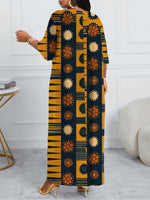Plus Size V - Neck African Print Maxi Dress – Short Sleeve Design - Free Delivery Worldwide only at Flexi Africa
