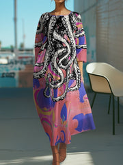 Plus Size - Women Plus Size Crew Neck Loose Dress Simple Yet Stylish Design Breathable Material Perfect for Casual Outings Offering Comfort and Freedom of All Day Wear - Free Delivery Worldwide only at Flexi Africa