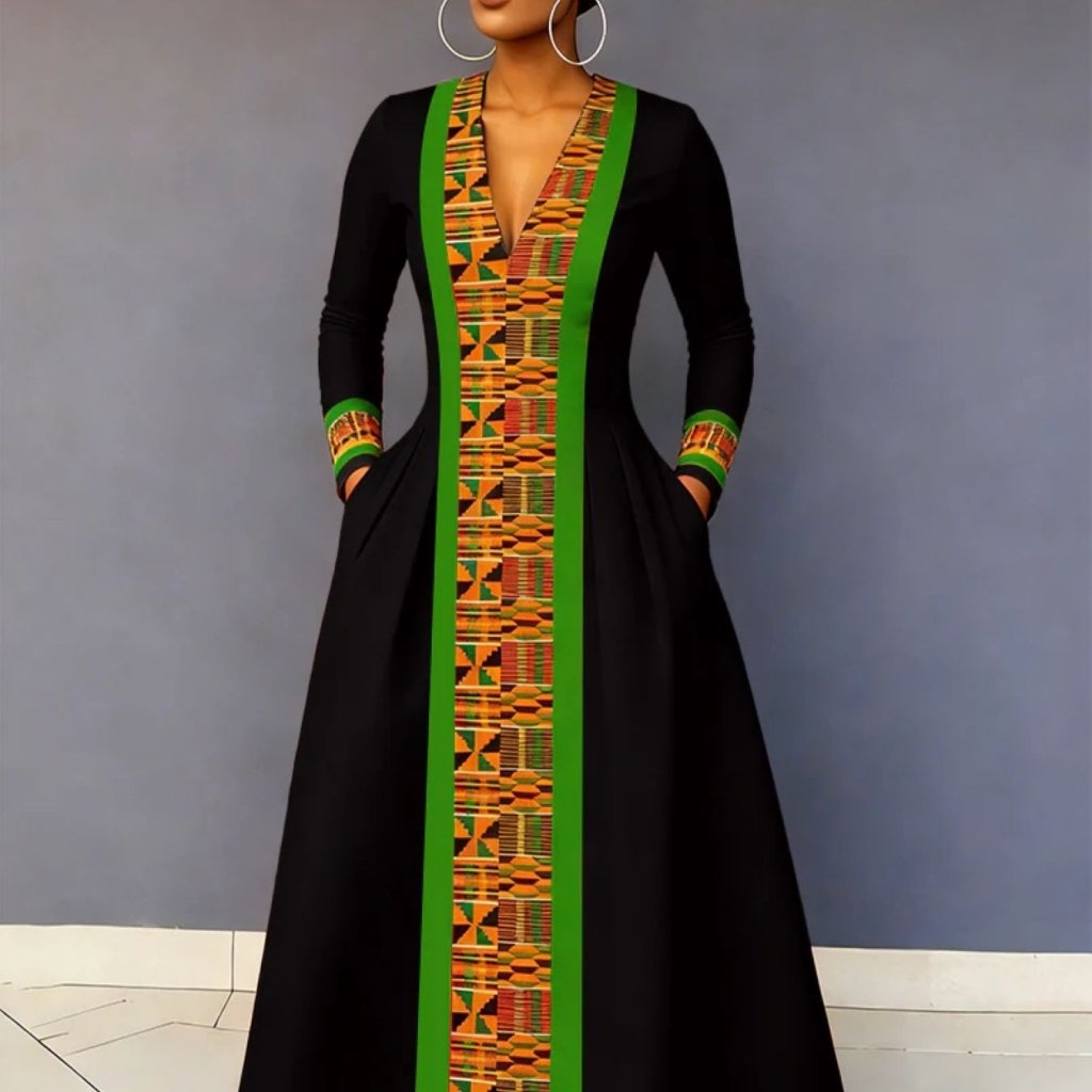 Buy Plus Size Women’s Bohemian V-Neck Hooded Maxi Dress – Long Sleeve A-Line Pullover for only $42.92 at Flexi Africa!