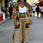 Plus Size Women’s Printed Suit Set (XL–8XL) – Casual Long Sleeve 2PC Outfit - Free Delivery Worldwide only at Flexi Africa