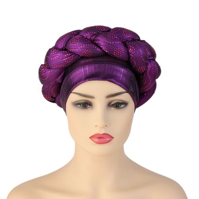 Polyester African Headtie Diamonds Glitter Women Turban Caps Muslim Hijab Bonnet Hats Female Autogeles - Flexi Africa - Flexi Africa offers Free Delivery Worldwide - Vibrant African traditional clothing showcasing bold prints and intricate designs