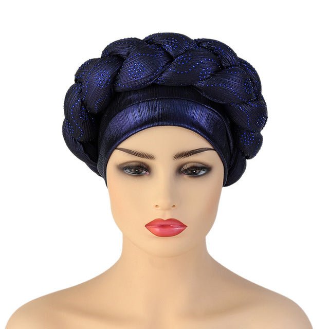 Polyester African Headtie Diamonds Glitter Women Turban Caps Muslim Hijab Bonnet Hats Female Autogeles - Flexi Africa - Flexi Africa offers Free Delivery Worldwide - Vibrant African traditional clothing showcasing bold prints and intricate designs