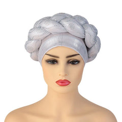 Polyester African Headtie Diamonds Glitter Women Turban Caps Muslim Hijab Bonnet Hats Female Autogeles - Free Delivery