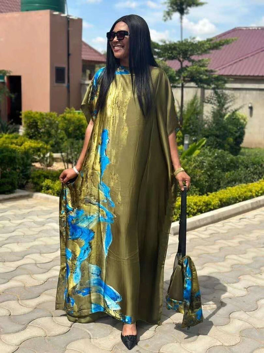 Printed Long Dress: Embrace Elegance and Culture - Free Delivery Worldwide only at Flexi Africa