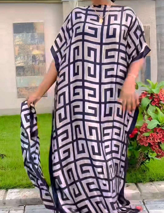 Printed Long Dress: Embrace Elegance and Culture - Free Delivery Worldwide only at Flexi Africa