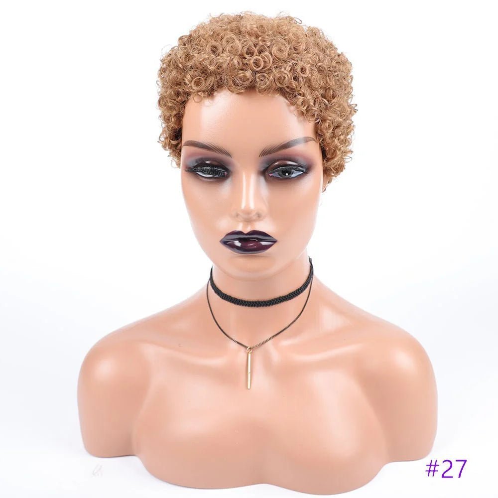 Short Afro Curly Synthetic Hair Wigs for Black Women Pixie Cut Wigs with Thin Hair - Free Delivery Worldwide only at Flexi Africa