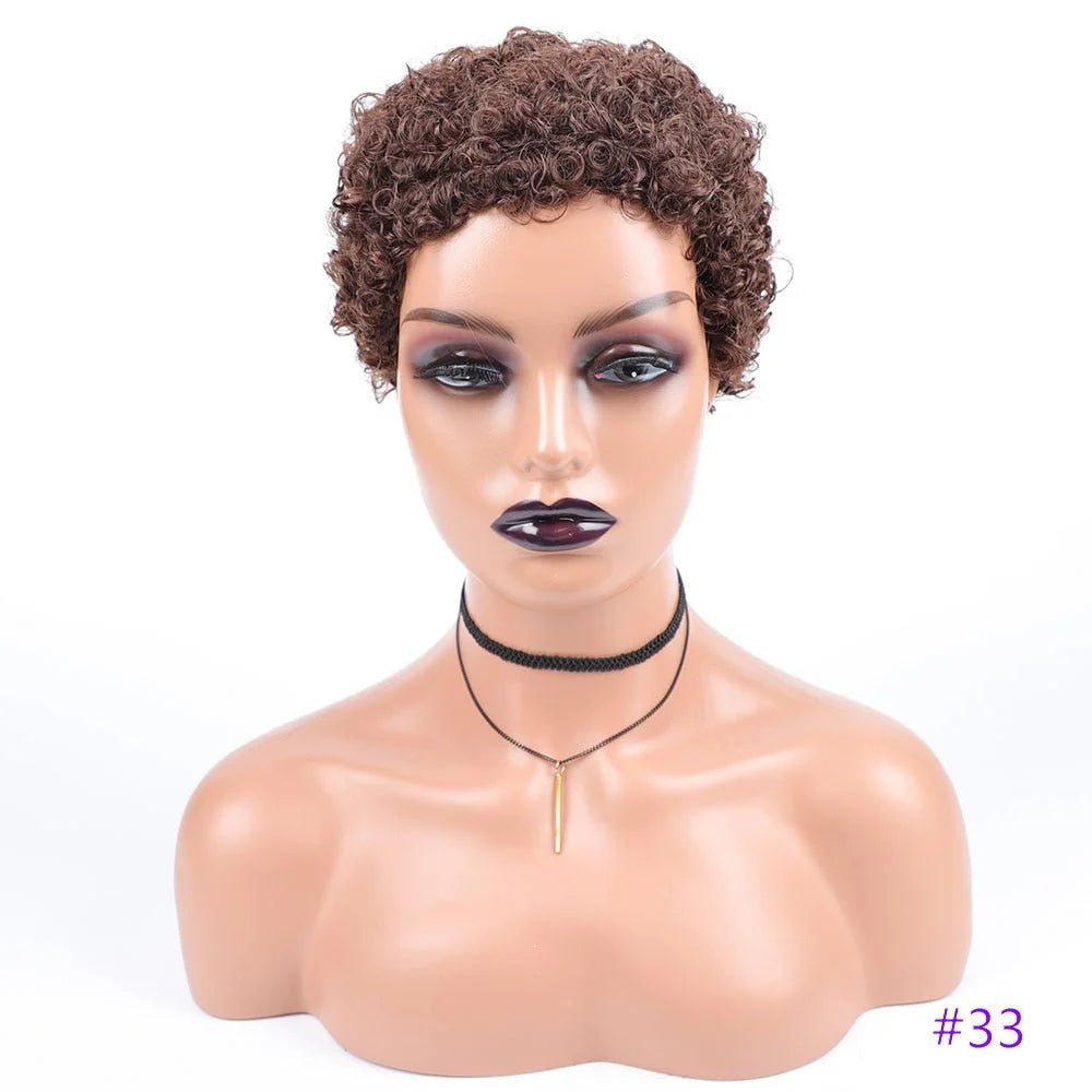 Short Afro Curly Synthetic Hair Wigs for Black Women Pixie Cut Wigs with Thin Hair - Free Delivery Worldwide only at Flexi Africa