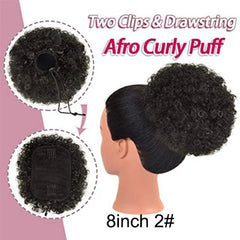 Short Afro Puff Synthetic Hair Bun Chignon Hairpiece Drawstring Ponytail Kinky Curly Updo Clip Hair Extensions - Flexi Africa