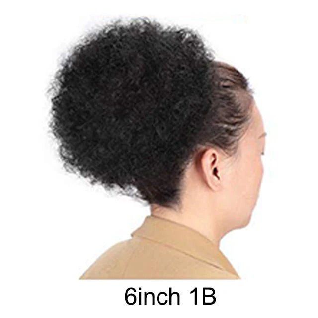 Short Afro Puff Synthetic Hair Bun Chignon Hairpiece Drawstring Ponytail Kinky Curly Updo Clip Hair Extensions - Flexi Africa