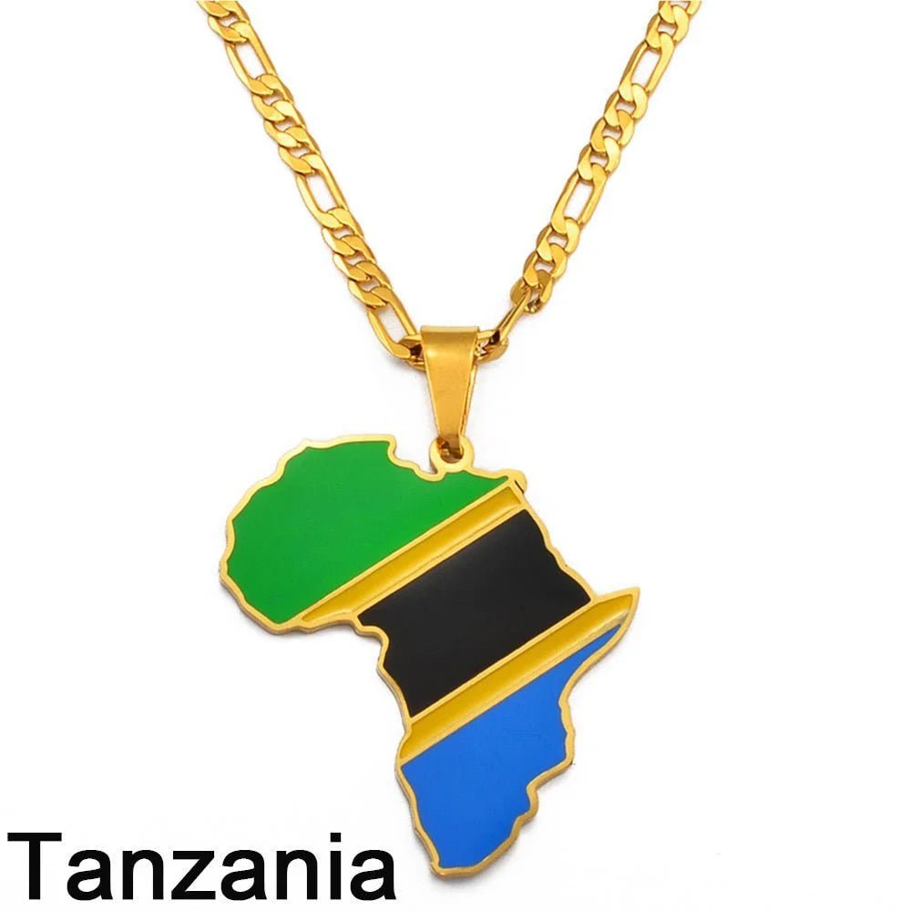 Showcase Your African Roots with Our Hip - hop Africa Map Pendant Necklace - Free Delivery Worldwide only at Flexi Africa