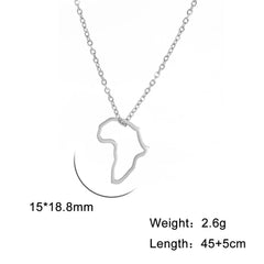 Stainless Steel Africa Map Necklaces: Choker Chain with Hollow Map Pendant - Flexi Africa - www.flexiafrica.com