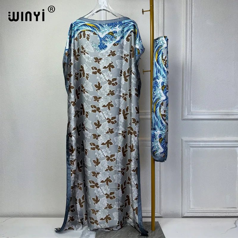 Summer African Kaftan Dress for Women – Boho Print, Loose Fit Party Abaya - Free Delivery Worldwide only at Flexi Africa