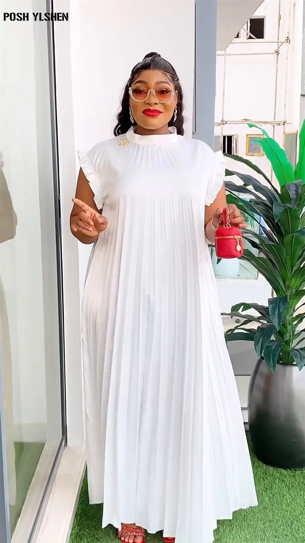 Summer Elegance: Plus Size African Pleated Abaya Dresses - Traditional Caftan Dress Robes for Women - Flexi Africa FREE POST