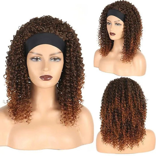 Synthetic Headband Wig Afro Kinky Curly Wigs for Black Women Natural Bouncy Curly Wig Headband - Free Delivery Worldwide only at Flexi Africa