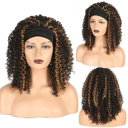 Synthetic Headband Wig Afro Kinky Curly Wigs for Black Women Natural Bouncy Curly Wig Headband - Free Delivery Worldwide only at Flexi Africa