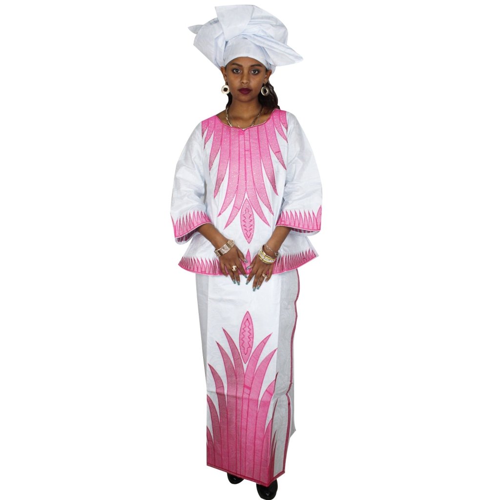 Traditional African Dress Set for Women – 3/4 Sleeve Blouse, Wrapper & Matching Headscarf - Free Delivery Worldwide only at Flexi Africa