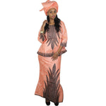 Traditional African Dress Set for Women – 3/4 Sleeve Blouse, Wrapper & Matching Headscarf - Free Delivery Worldwide only at Flexi Africa