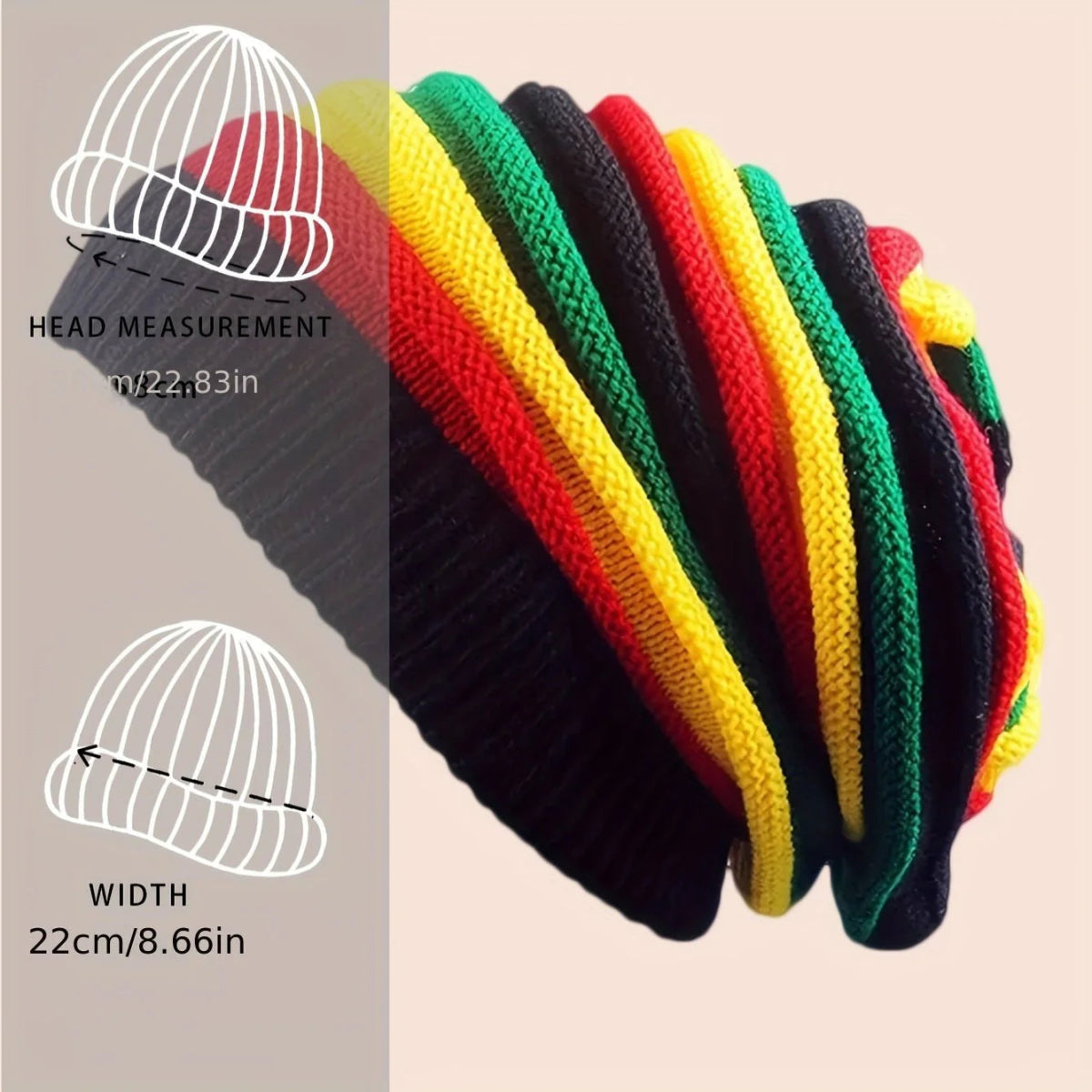 Trendy Striped Rasta Hats: Unisex Knitted Slouchy Beanie - Classic Color Block Coldproof Warm Skull Cap - Free Delivery Worldwide only at Flexi Africa