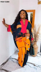 Two Piece Set Clothes for Women African Print Dresses Vacation Outfits 2024 Tops Pants Suit Dashiki Ankara Turkey Gown Plus Size - Free Delivery Worldwide only at Flexi Africa