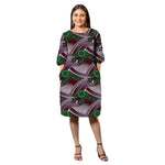 Vibrant Ankara Print Half - Sleeve Dress for Women – African Fashion Wedding & Party Wear - Free Delivery Worldwide only at Flexi Africa