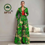 Buy Women’s African Ankara 2PC Outfit – Long Sleeve Top, High-Waist Pants & Earrings for only $104.94 at Flexi Africa!