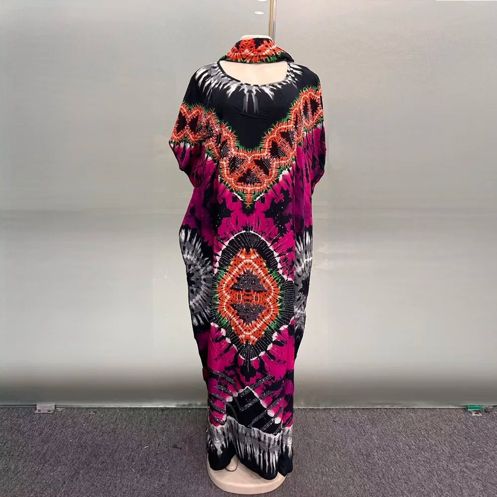 Women’s African Ethnic Cotton Dress – Plus Size Printed Loose Summer Dress - Free Delivery Worldwide only at Flexi Africa