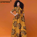 Women’s African Print Maxi Dress – Traditional High Waist Ankara Half Sleeve Attire - Free Delivery Worldwide only at Flexi Africa