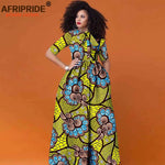 Women’s African Print Maxi Dress – Traditional High Waist Ankara Half Sleeve Attire - Free Delivery Worldwide only at Flexi Africa