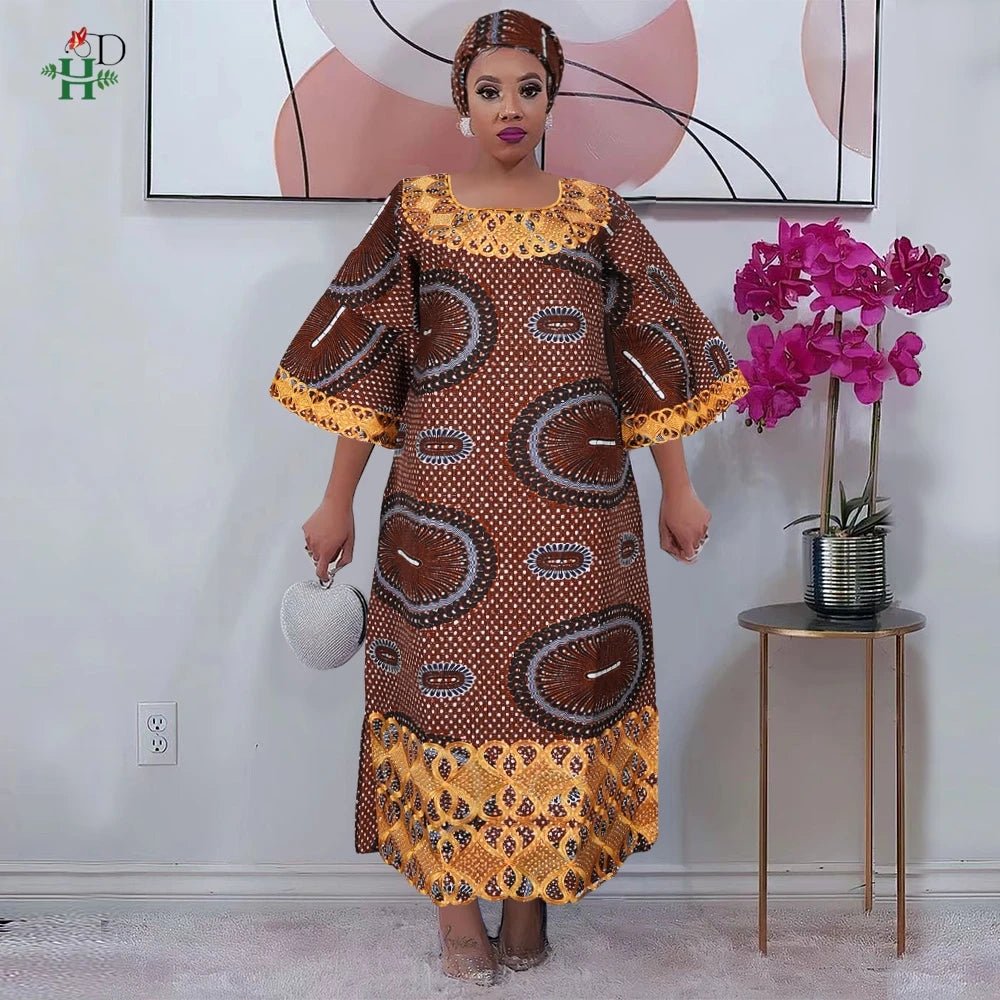 Women’s African Traditional Dress – Embroidered Boubou Kaftan Abaya - Free Delivery Worldwide only at Flexi Africa