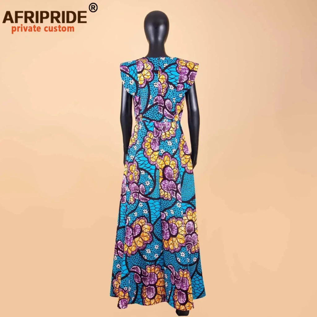 Women’s Ankara Dashiki Print Floor - Length A - Line Dress - Free Delivery Worldwide only at Flexi Africa