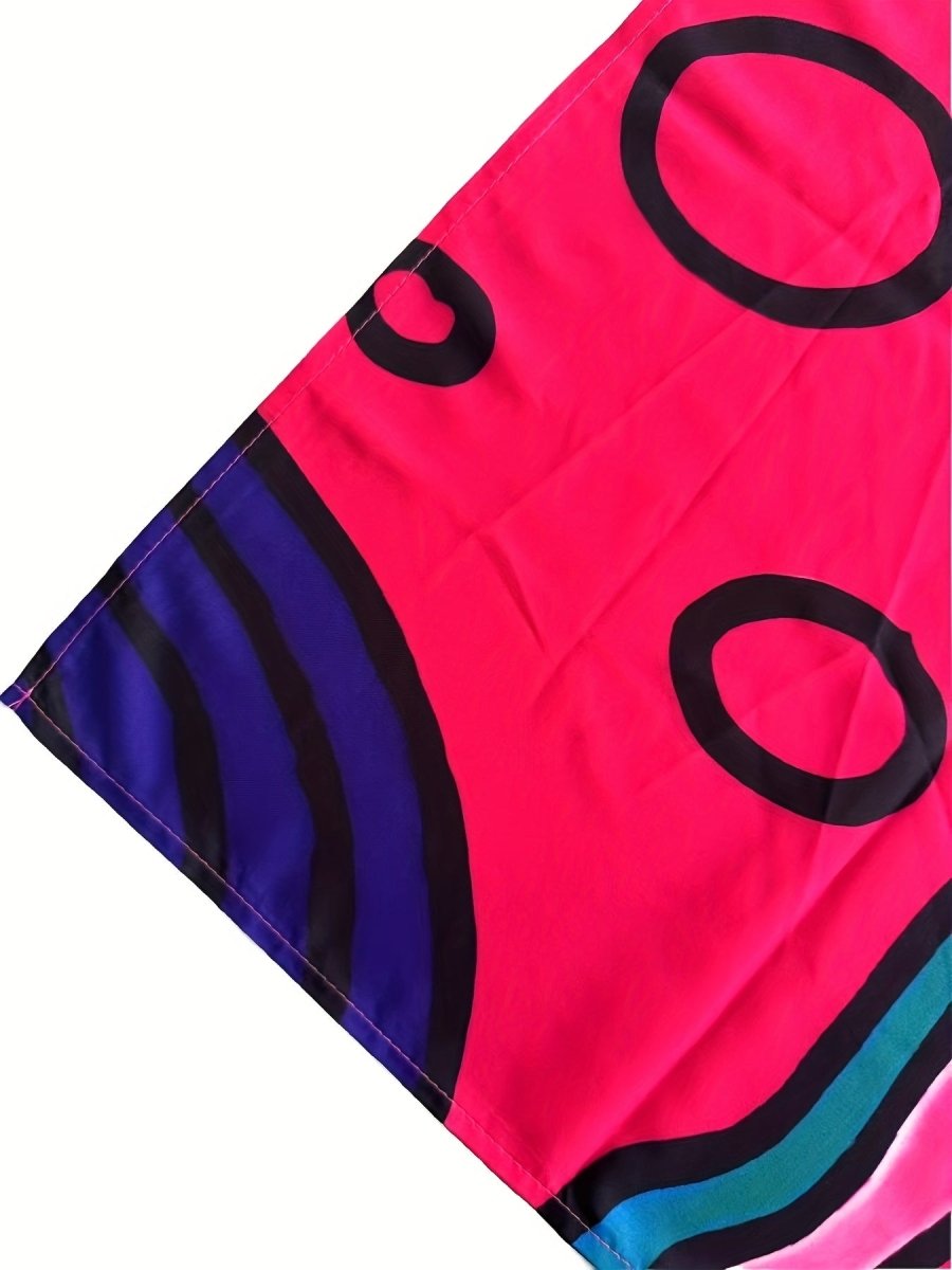 Women'S Boho Kaftan Dress - Colorful Geometric Print, Split Front, Non - Stretch Fabric, Perfect for Beach & Casual Attire, Beach Coverup|Boho Style|Splitfront Dress - Free Delivery Worldwide only at Flexi Africa