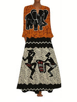 Women’s Long Sleeve V - Neck African Maxi Dress – Elegant Party & Everyday Wear - Free Delivery Worldwide only at Flexi Africa