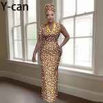 Women’s Luxury Dashiki Ankara Maxi Dress with Headwrap - Free Delivery Worldwide only at Flexi Africa