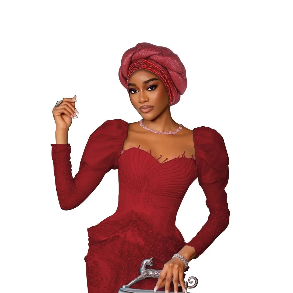 Women’s Nigerian Auto Gele – Stylish Wedding & Party Headscarf - Free Delivery Worldwide only at Flexi Africa
